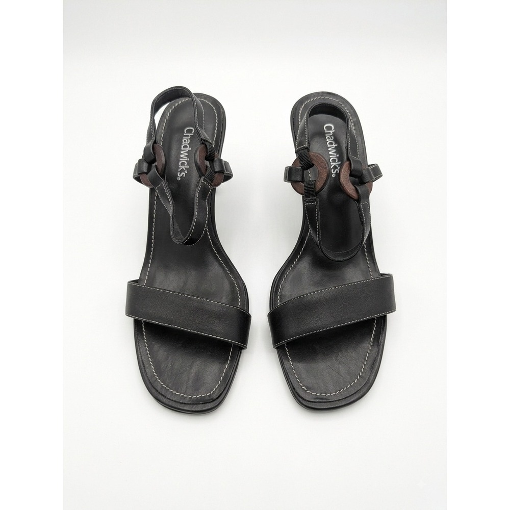 Vintage Chadwicks Dark Brown Leather Y2K O-Ring Strappy Heels Size 9.5M